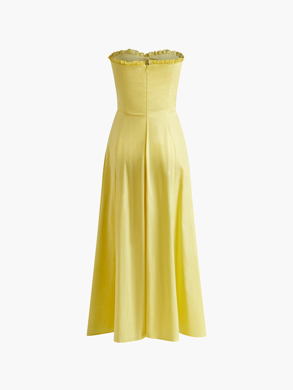 Anne Yellow Strapless Summer Midi Dress