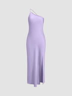 Open Back Satin Wedding Guest Maxi Dress