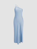 Open Back Satin Wedding Guest Maxi Dress