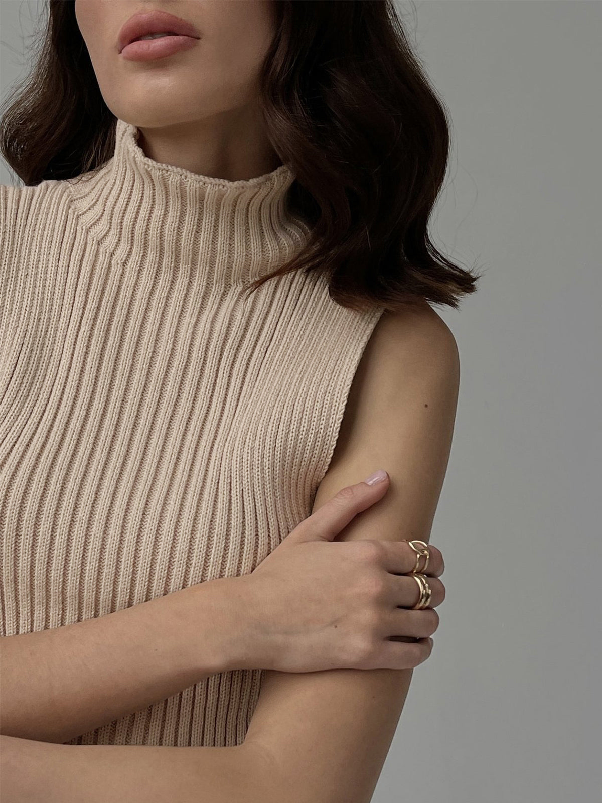 Ribbed Sleeveless Knit Top