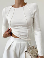 Bronte Ribbed Top with Seam Details