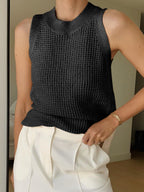 Hollow Knit Solid Tank Top
