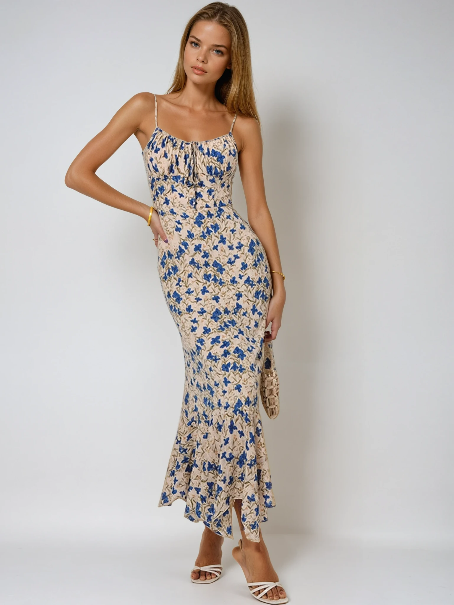 Floral Spaghetti Strap Summer Maxi Dress