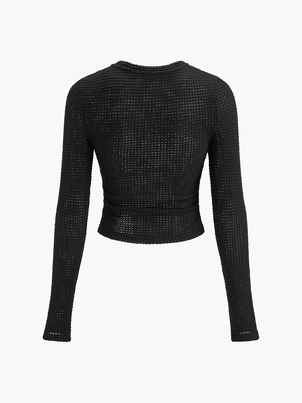 Fitted Waffle-Knit Long-Sleeve Top