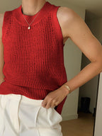 Hollow Knit Solid Tank Top
