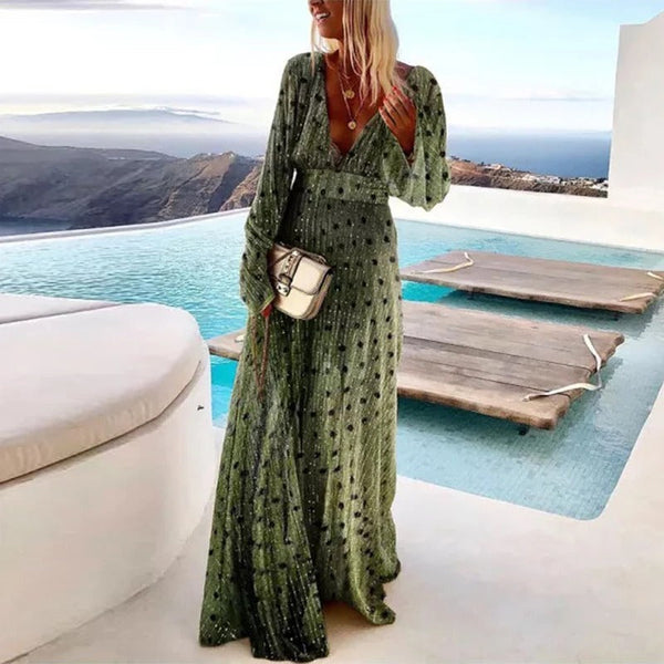 Classic Green Beach Summer Maxi Dress