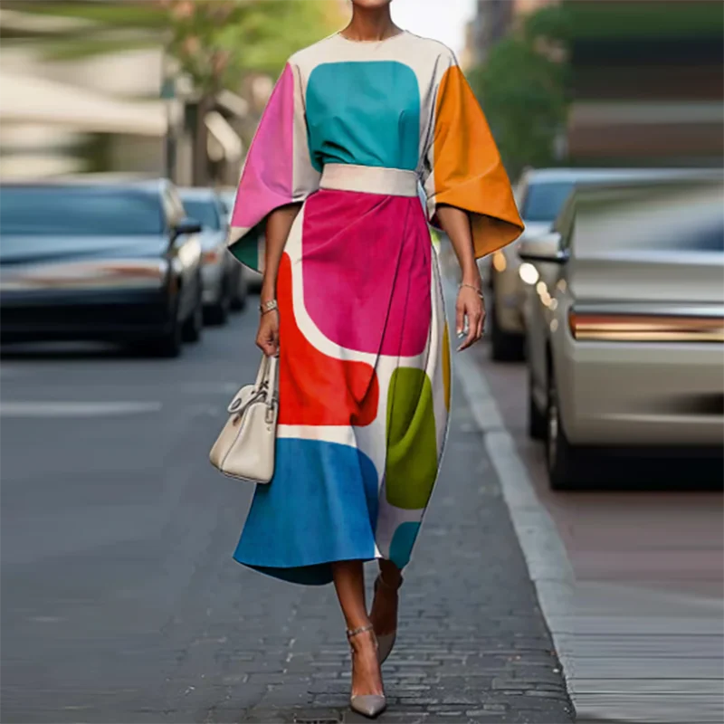 Bohemian High Waist Midi Dress