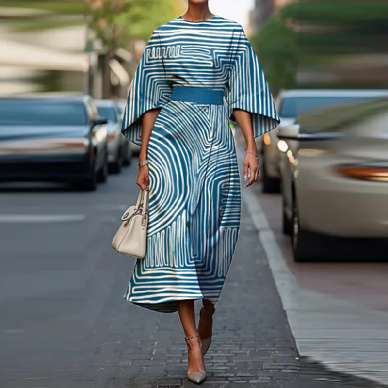 Bohemian High Waist Midi Dress