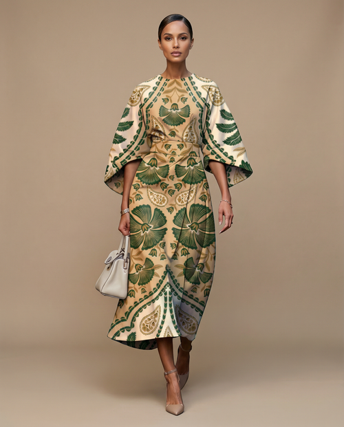 Bohemian High Waist Midi Dress