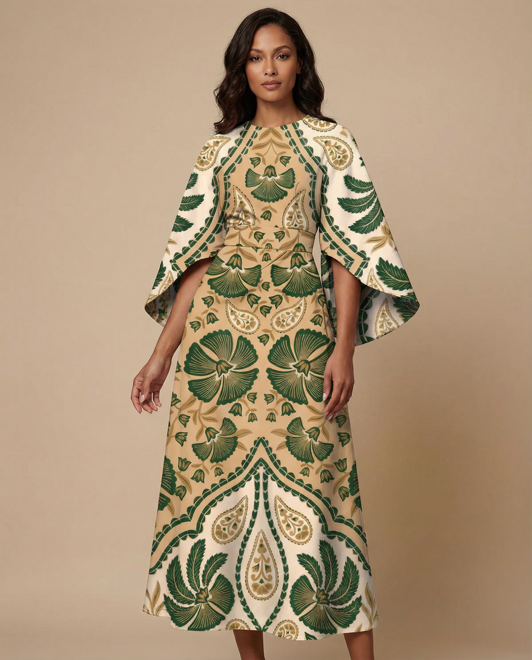 Bohemian High Waist Midi Dress