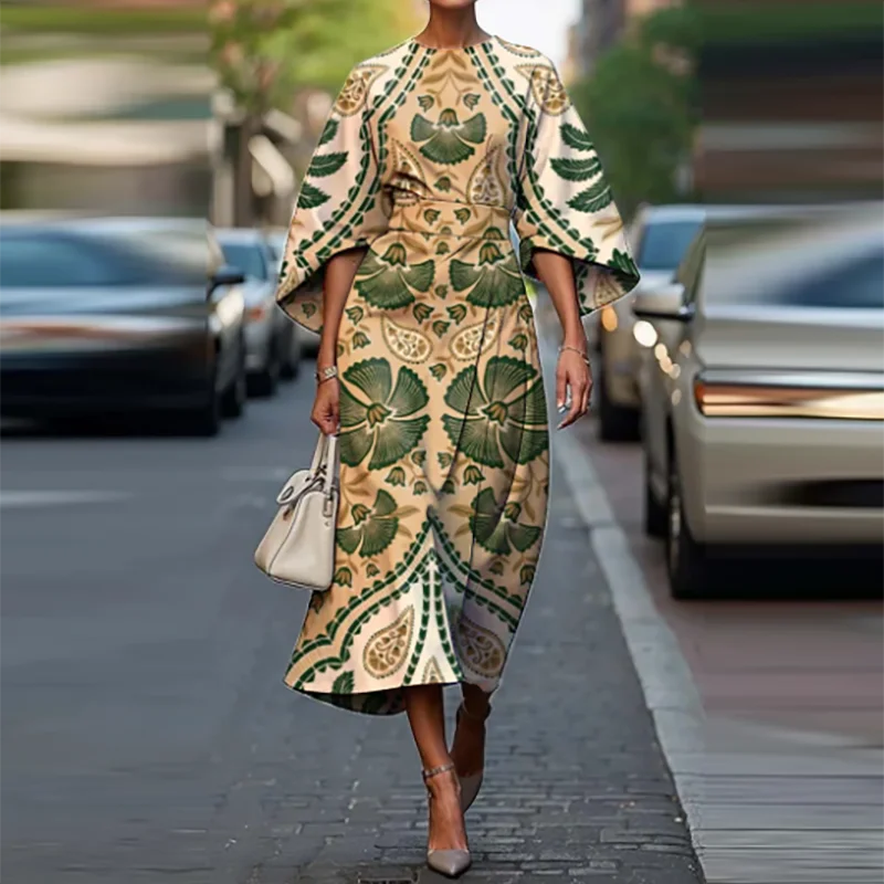 Bohemian High Waist Midi Dress