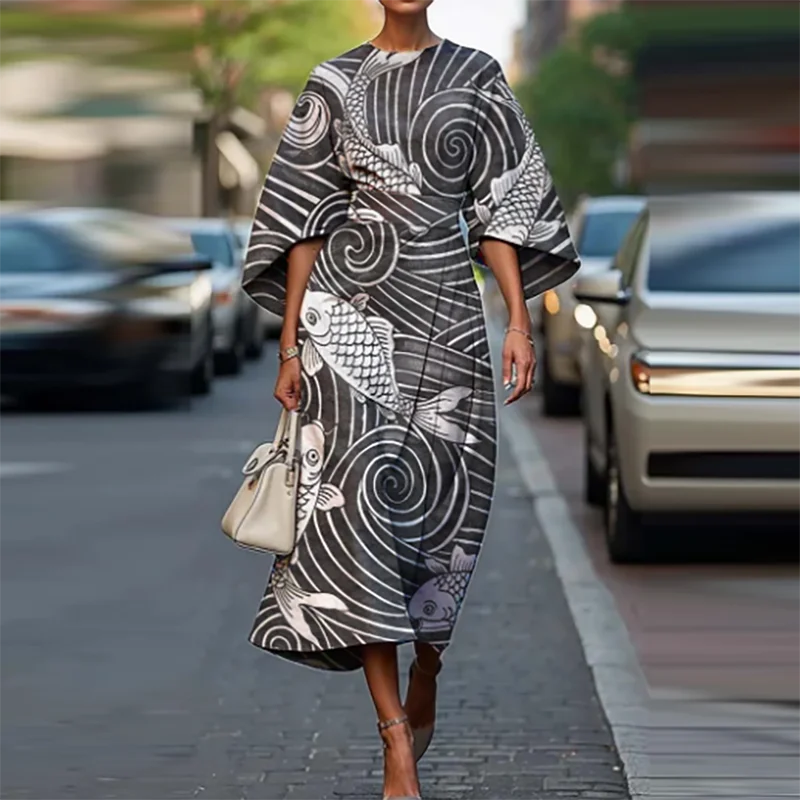 Bohemian High Waist Midi Dress