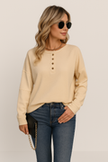 Winnie Waffle Knit Button-Down Top