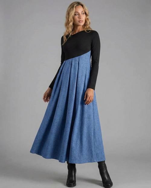 Chic A-Line Patchwork Dress