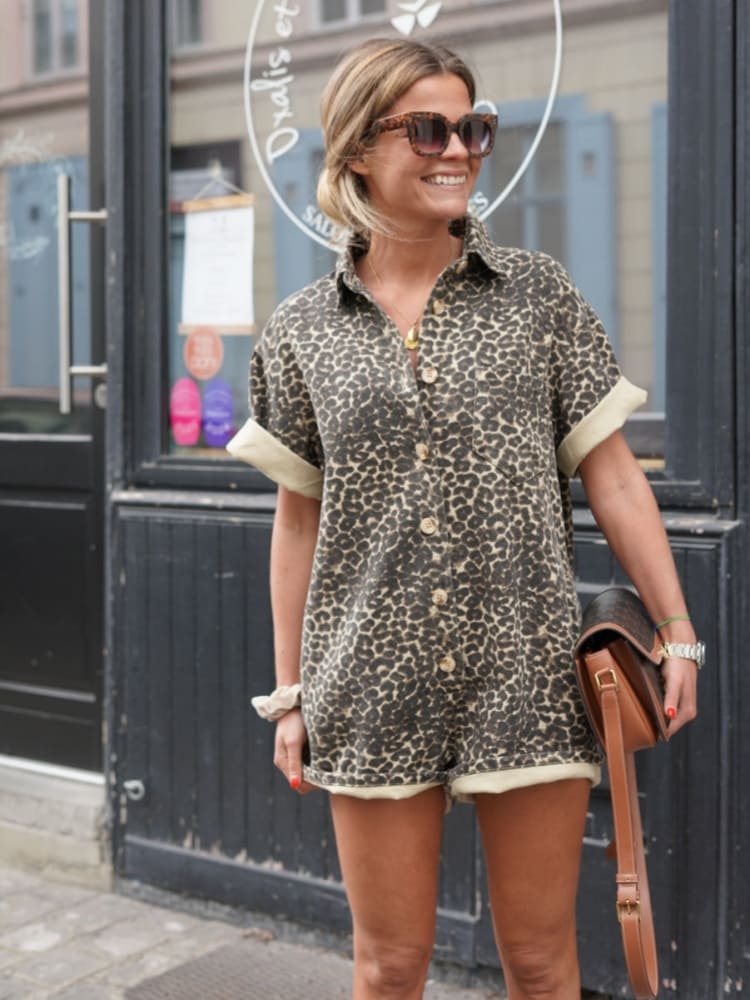 Tracy Mini Cheetah Printed Romper