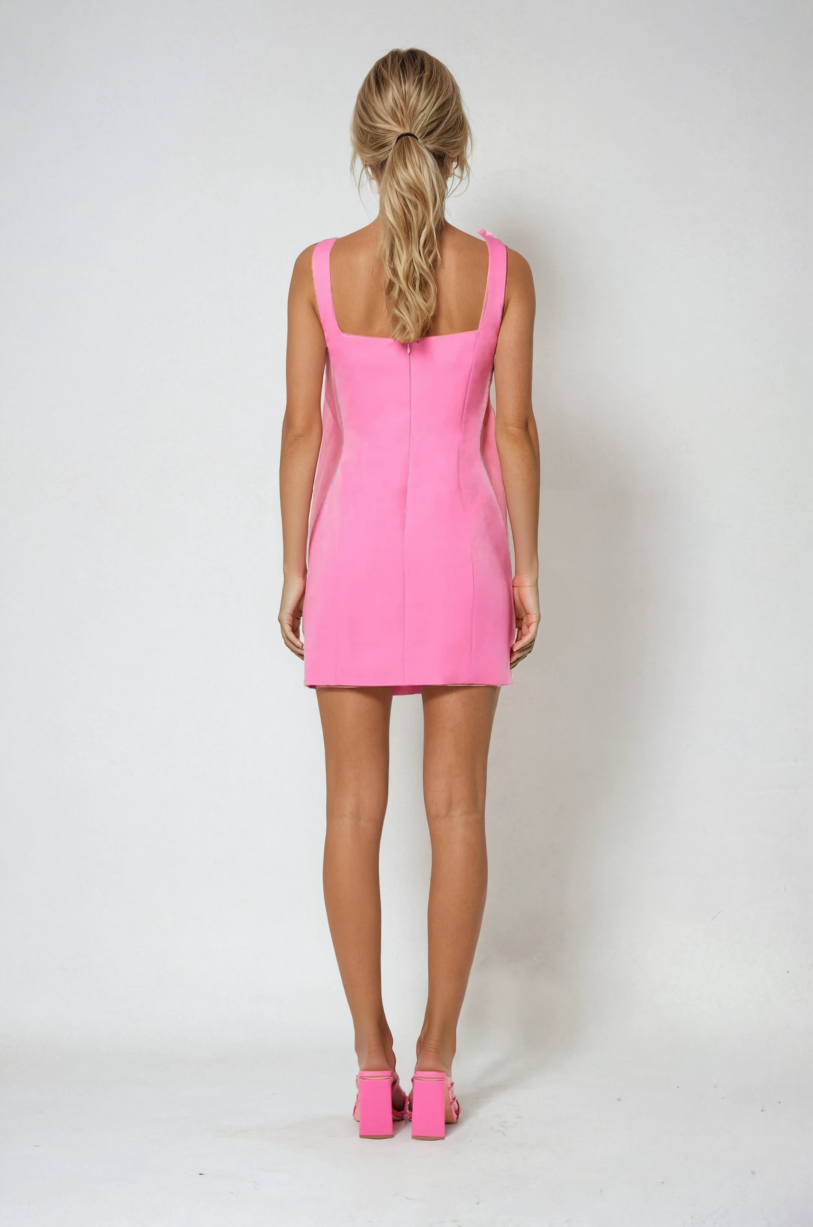 Pink Floral Applique Summer Cocktail Mini Dress