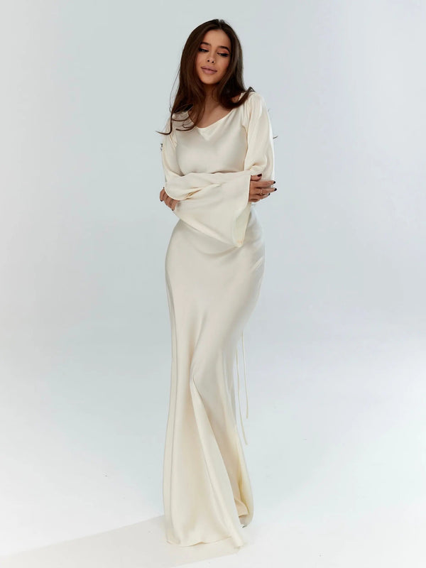 Elegant Long Sleeve Wedding Guest Maxi Dress