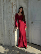 Elegant Long Sleeve Wedding Guest Maxi Dress