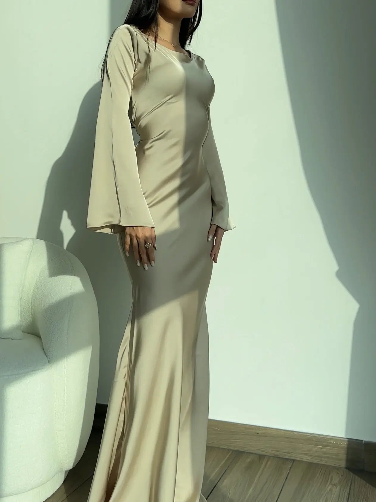 Elegant Long Sleeve Wedding Guest Maxi Dress