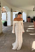 Off-Shoulder Lace Wedding Guest Maxi Dress