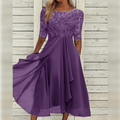 Violet Elegance Chiffon Dress
