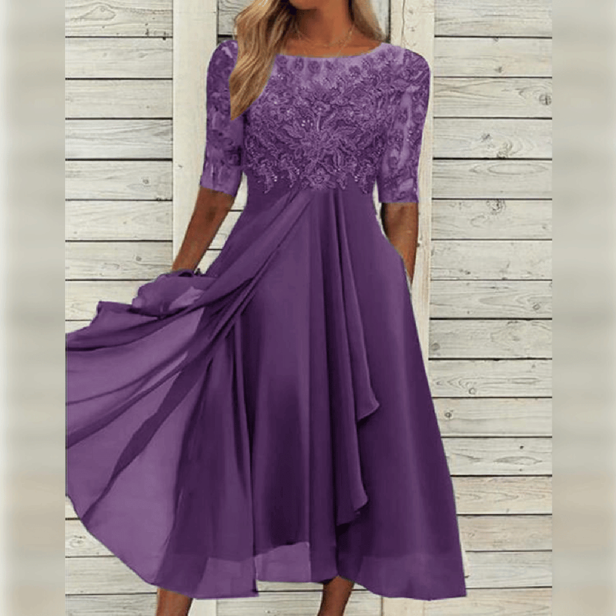 Violet Elegance Chiffon Dress