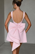 Cute Bow-Back Party Mini Dress