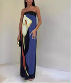 Calla Strapless Printed Summer Party Maxi Dress