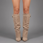 Connor Women’s Leather Thigh-High Boots with Buckle