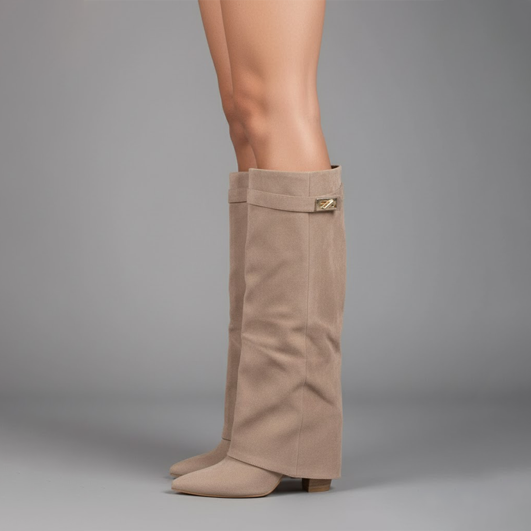 Connor Women’s Leather Thigh-High Boots with Buckle