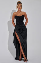 Emrielle Beaded Corset Evening Maxi Dress