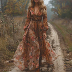 Selvara Bohemian Floral Maxi Dress