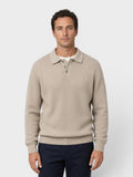 Men's Ribbed Knit Polo Sweater – Long Sleeve
