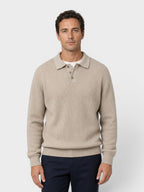 Men's Ribbed Knit Polo Sweater – Long Sleeve