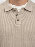 Men's Ribbed Knit Polo Sweater – Long Sleeve