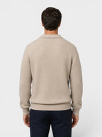 Men's Ribbed Knit Polo Sweater – Long Sleeve