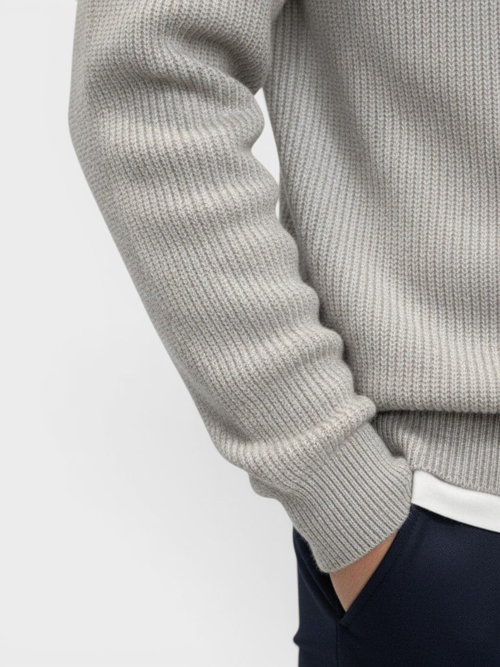 Men's Ribbed Knit Polo Sweater – Long Sleeve