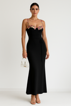 Flower Embroidered Summer Night Maxi Dress