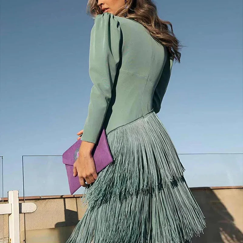 Fringe Detail Maxi Dress