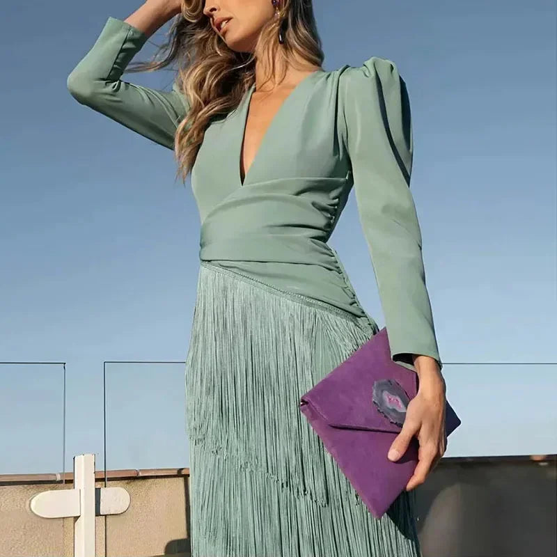 Fringe Detail Maxi Dress