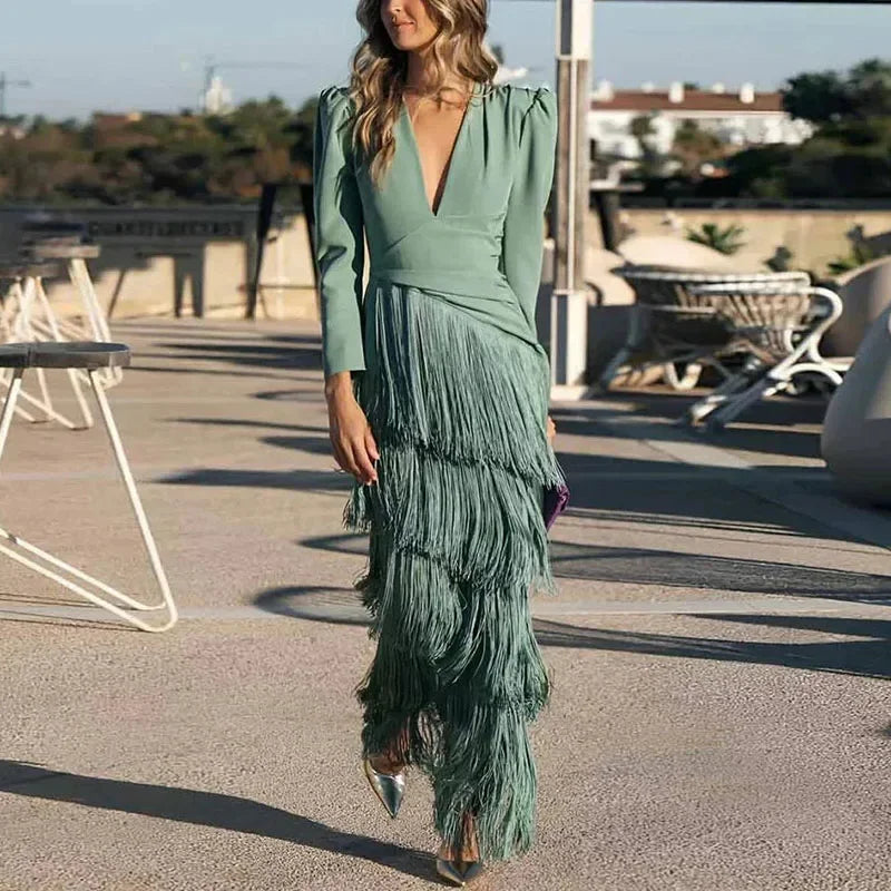 Fringe Detail Maxi Dress