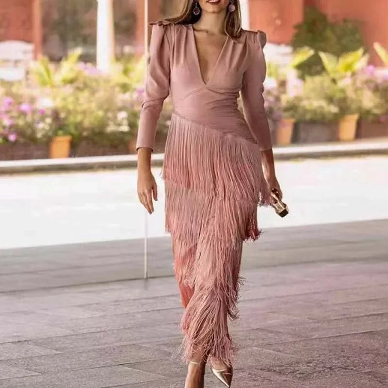 Fringe Detail Maxi Dress