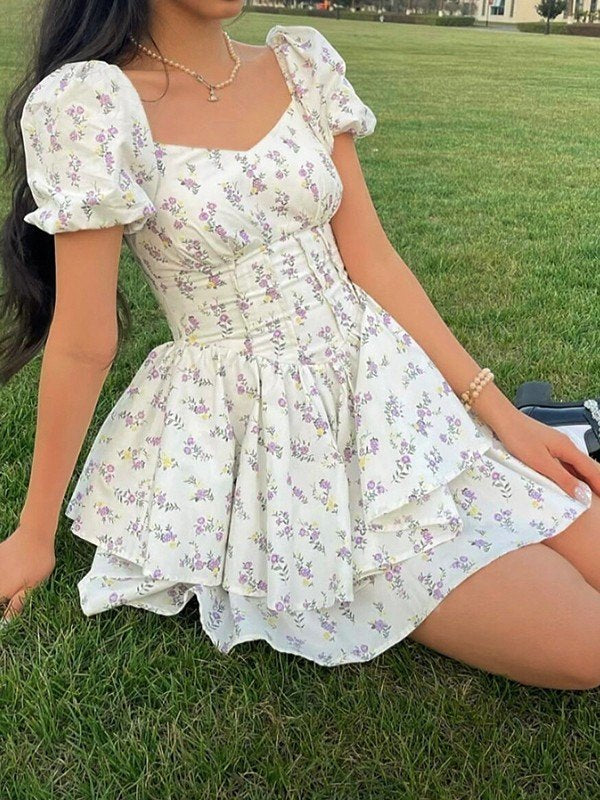 Floral Corset Summer Mini Dress