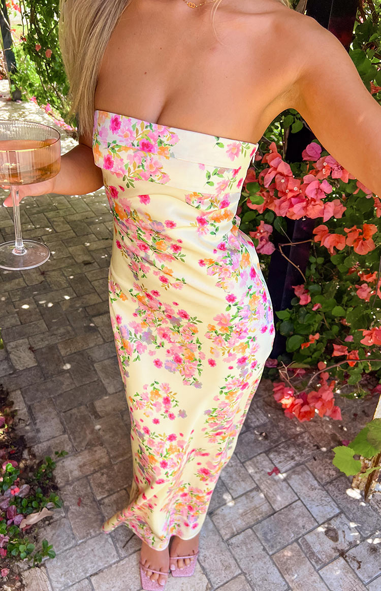 Gabriella Yellow Summer Bloom Maxi Dress