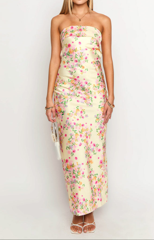 Gabriella Yellow Summer Bloom Maxi Dress
