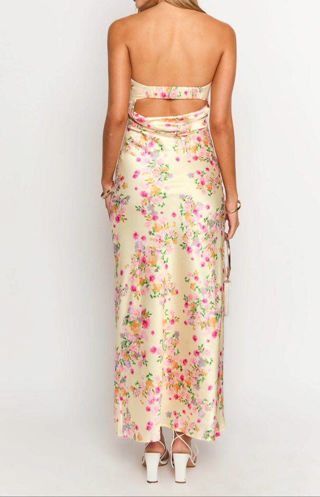 Gabriella Yellow Summer Bloom Maxi Dress