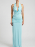 Halter Neck Backless Maxi Dress with Ring Detail