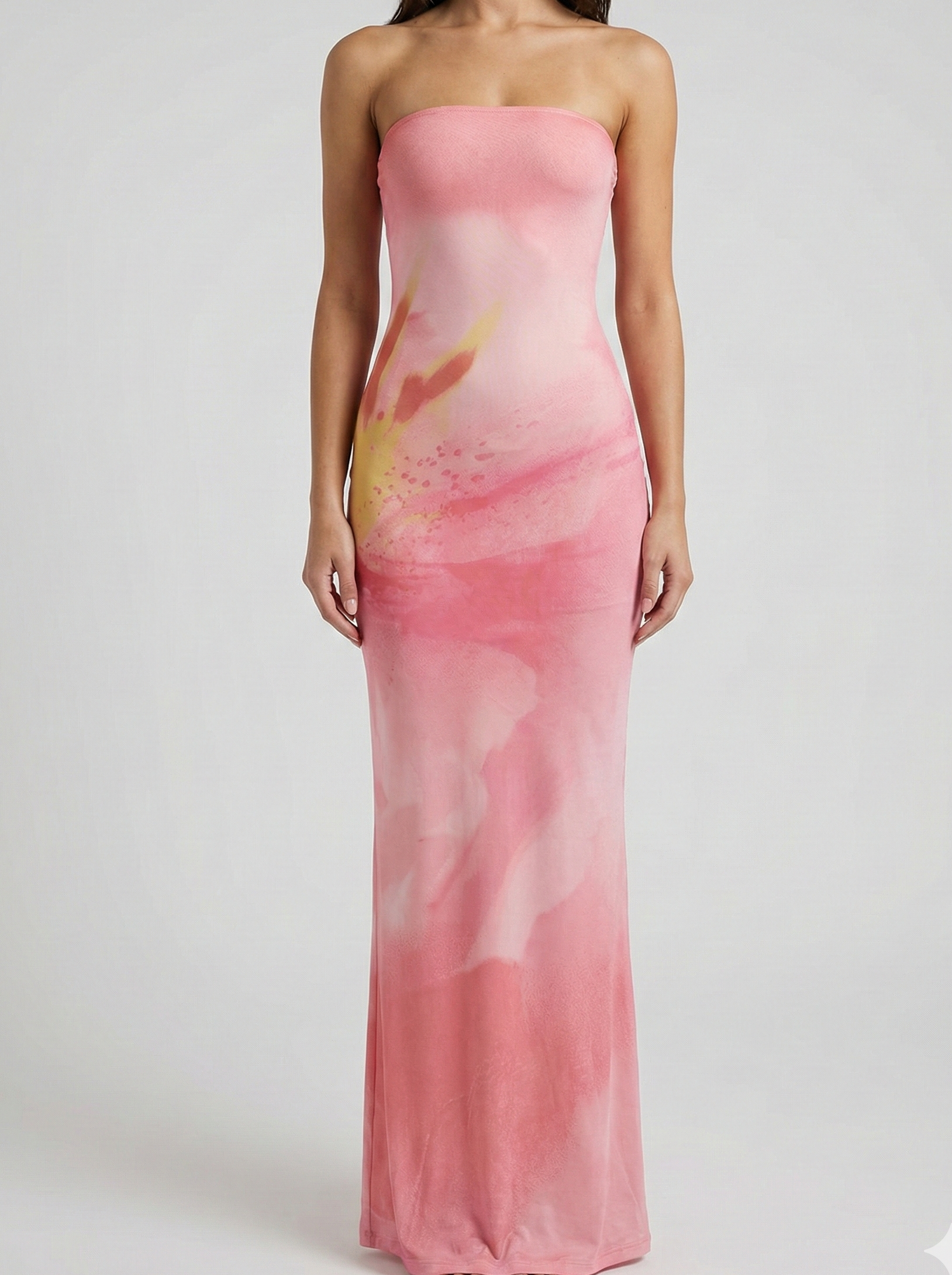 Strapless Printed Maxi Dress