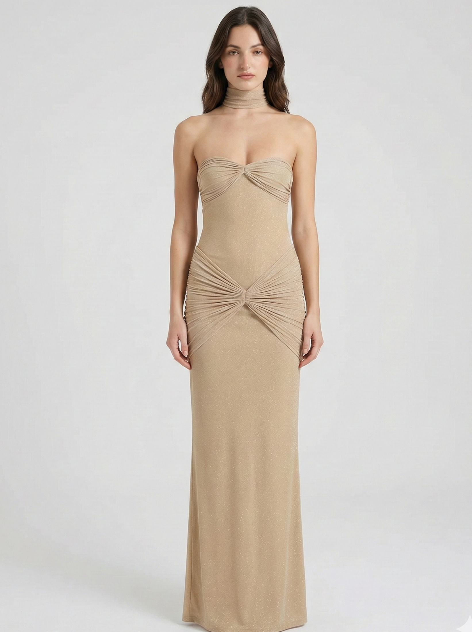 Strapless Shimmer Maxi Dress