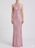 Sequin Halter Neck Maxi Dress